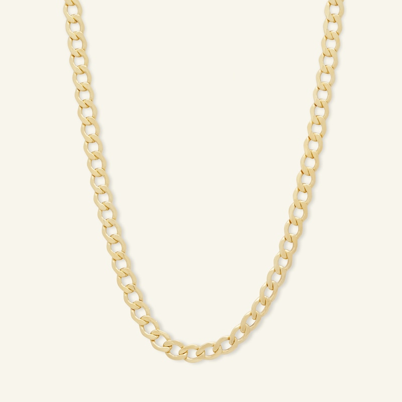 120 Gauge Bevelled Curb Chain Necklace in 10K Hollow Gold Bonded Sterling Silver - 20"