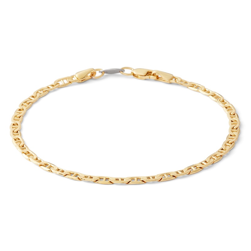 080 Gauge Semi-Solid Mariner Chain Bracelet in 14K Gold Bonded Sterling Silver - 7.5"