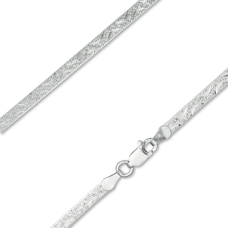 040 Gauge Diamond-Cut Herringbone Chain Necklace in Sterling Silver - 18"