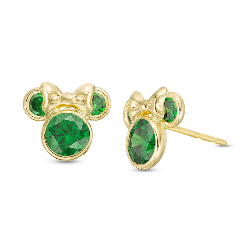 Child's Green Cubic Zirconia ©Disney Minnie Mouse Stud Earrings in 10K Gold