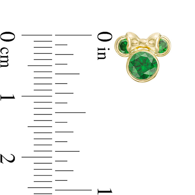 Child's Green Cubic Zirconia ©Disney Minnie Mouse Stud Earrings in 10K Gold