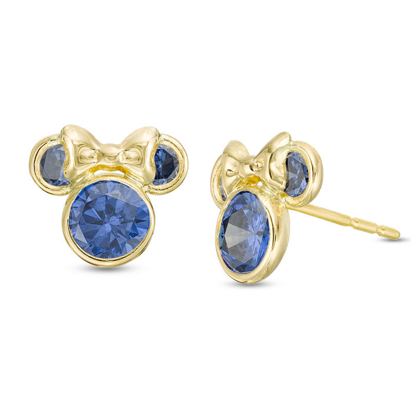 Child's Blue Cubic Zirconia ©Disney Minnie Mouse Stud Earrings in 10K Gold