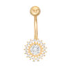 Thumbnail Image 0 of 10K Solid Gold CZ Frame Sun Belly Button Ring - 14G 3/8"