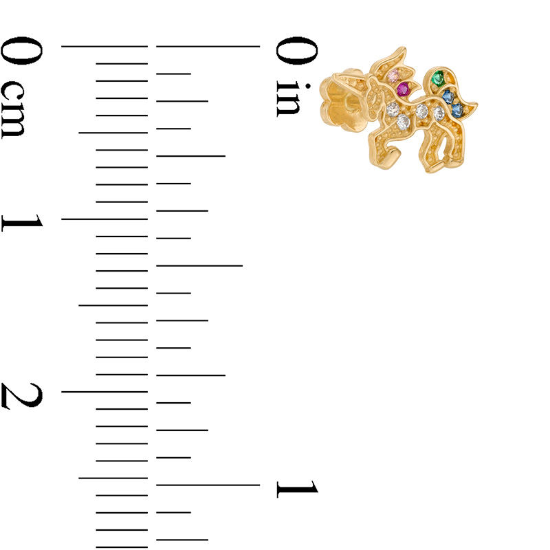 019 Gauge Multi-Color Cubic Zirconia Beaded Unicorn Cartilage Barbell in 14K Gold
