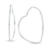 Thumbnail Image 0 of Heart Outline Tube Hoop Earrings in Sterling Silver