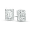 Thumbnail Image 0 of Emerald-Cut Cubic Zirconia Frame Stud Earrings in Sterling Silver