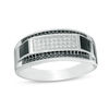 Thumbnail Image 0 of Black and White Cubic Zirconia Rectangle Cluster Ring in Sterling Silver - Size 10