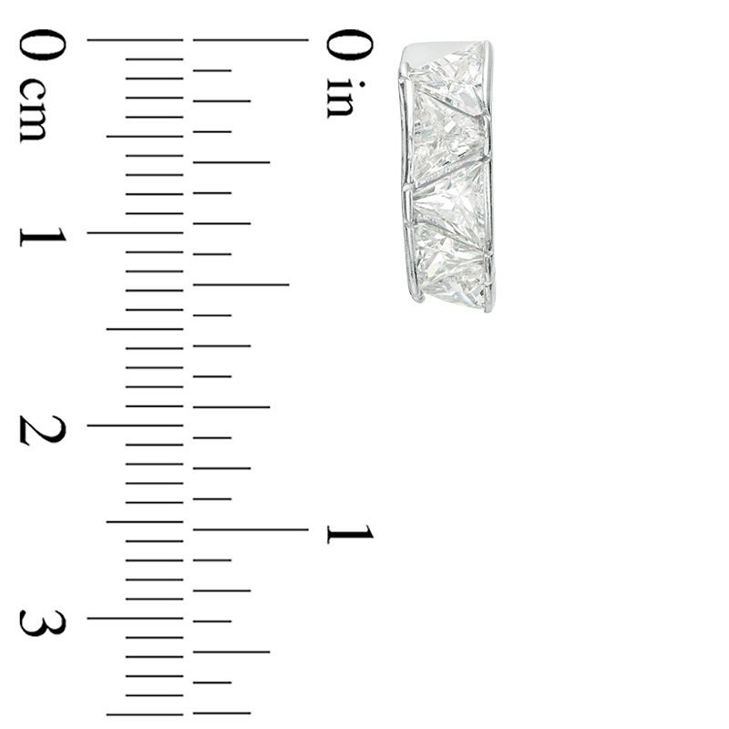 4.5mm Trillion-Cut Cubic Zirconia Zig-Zag Pattern Huggie Hoop Earrings in Sterling Silver