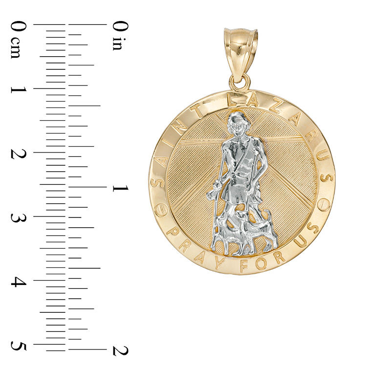 Saint Lazarus Medallion Necklace Charm in 10K Gold