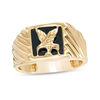Thumbnail Image 0 of 10mm Square Onyx Flying Eagle Twist Signet Ring in 10K Gold - Size 10
