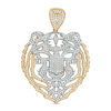 Thumbnail Image 0 of Cubic Zirconia Pavé Tiger Head Outline Necklace Charm in 10K Gold