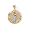 Thumbnail Image 0 of Diamond-Cut Ankh Cross Curb Chain Frame Medallion Necklace Charm in 10K Two-Tone Gold