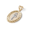Thumbnail Image 1 of Diamond-Cut Ankh Cross Curb Chain Frame Medallion Necklace Charm in 10K Two-Tone Gold