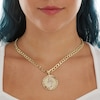 Thumbnail Image 2 of Diamond-Cut Ankh Cross Curb Chain Frame Medallion Necklace Charm in 10K Two-Tone Gold