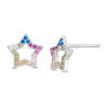 Thumbnail Image 0 of Multi-Color Cubic Zirconia Star Outline Stud Earrings in Sterling Silver