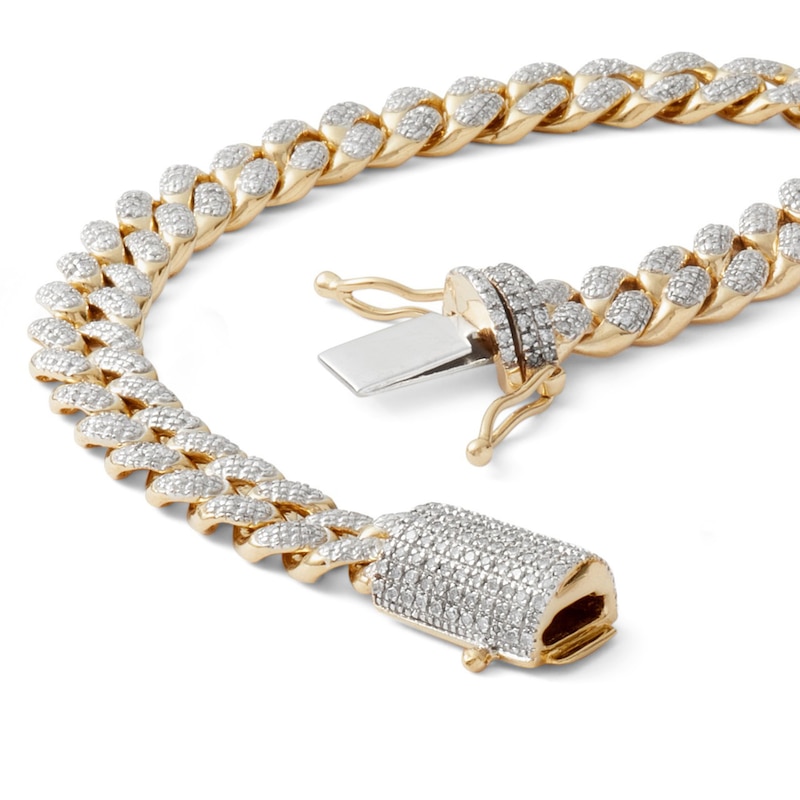1 CT. T.W. Diamond Pavé Curb Link Bracelet in Sterling Silver with 14K Gold Plate - 8.75"