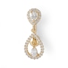 Thumbnail Image 0 of 10K Solid Gold CZ Pear-Shaped and Round Teardrop Frame Dangle Top Down Belly Button Ring - 14G