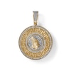 Thumbnail Image 0 of 1/4 CT. T.W. Diamond Praying Hands and Greek Key Medallion Necklace Charm in 10K Gold