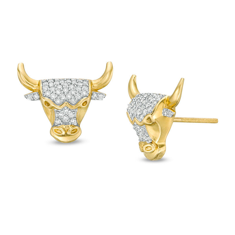 1/5 CT. T.W. Diamond Raging Bull Stud Earrings in 10K Gold