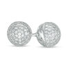 Thumbnail Image 0 of Cubic Zirconia Pavé Beaded 8mm Ball Stud Earrings in Sterling Silver
