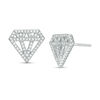 Thumbnail Image 0 of Cubic Zirconia Pavé Diamond-Shape Cut-Out Stud Earrings in Sterling Silver