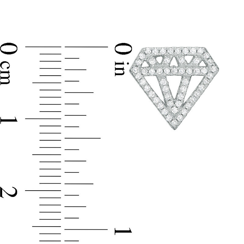 Cubic Zirconia Pavé Diamond-Shape Cut-Out Stud Earrings in Sterling Silver