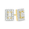 Thumbnail Image 0 of 1/6 CT. T.W. Baguette and Round Diamond Rectangle Frame Stud Earrings in 10K Gold