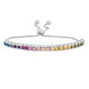 Thumbnail Image 0 of 3mm Princess-Cut Multi-Color Cubic Zirconia Bar Bolo Bracelet in Sterling Silver - 9"