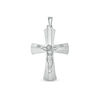 Thumbnail Image 0 of Brushed and Satin Flared Crucifix Necklace Charm in Sterling Silver