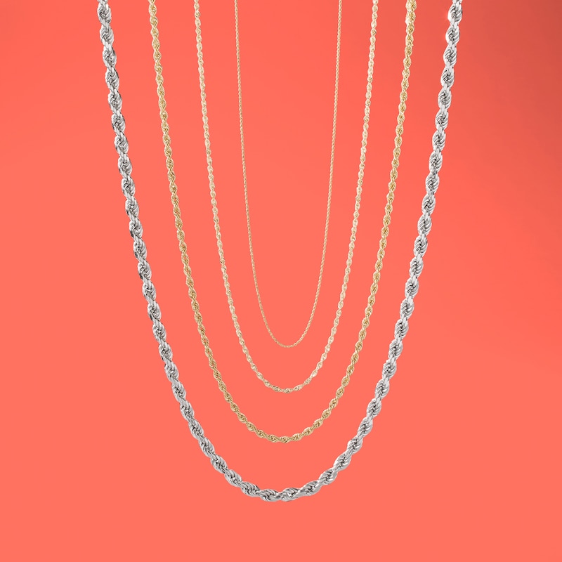 Made in Italy 060 Gauge Rope Chain Necklace in 14K Hollow Gold - 24"