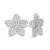 Thumbnail Image 0 of Cubic Zirconia Pavé Composite Flower Stud Earrings in Sterling Silver