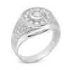 Thumbnail Image 1 of 5mm Cubic Zirconia Frame Dome Ring in Sterling Silver - Size 10
