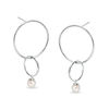 Thumbnail Image 0 of 5mm Simulated Pearl Double Interlocking Open Circle Drop Earrings in Sterling Silver