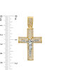Thumbnail Image 1 of Cubic Zirconia Pavé Rounded Crucifix Necklace Charm in 10K Two-Tone Gold