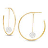Thumbnail Image 0 of Made in Italy 8mm Cubic Zirconia Ball Chain Dangle Hoop Earrings in 10K Gold Tube and Solid Chain