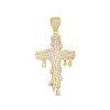 Thumbnail Image 0 of Cubic Zirconia Pavé Dripping Cross Necklace Charm in 10K Gold