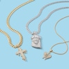 Thumbnail Image 1 of Cubic Zirconia Pavé Dripping Cross Necklace Charm in 10K Gold