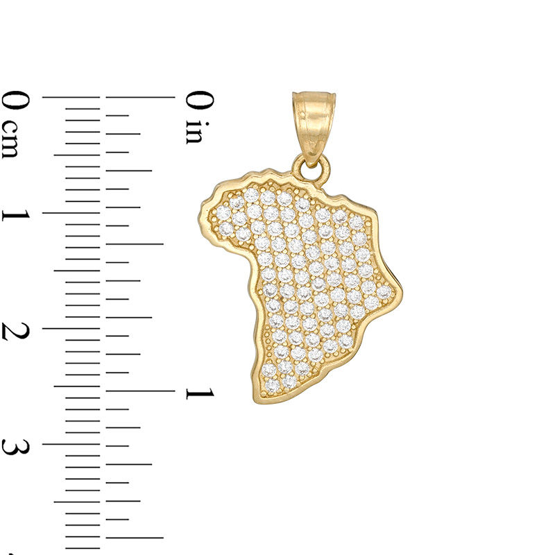 Cubic Zirconia Pavé Africa Necklace Charm in 10K Gold