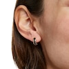 Thumbnail Image 2 of 3mm Square Black Cubic Zirconia Huggie Hoop Earrings in 14K Gold