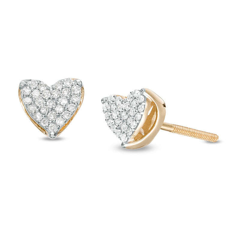 1/6 CT. T.W. Heart-Shaped Composite Diamond Stud Earrings in 10K Gold