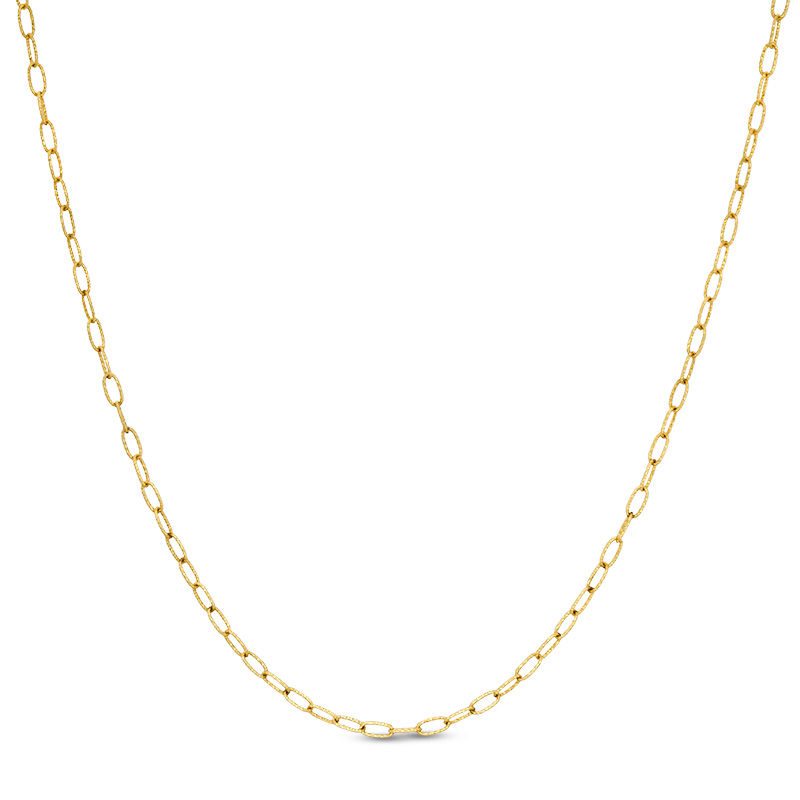 040 Gauge Diamond-Cut Oval Link Chain Necklace in 10K Gold - 18"