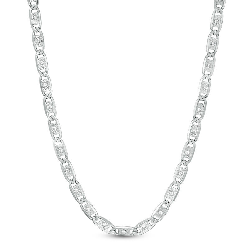 Cubic Zirconia Diamond-Cut Valentino Chain Necklace in Sterling Silver - 20"