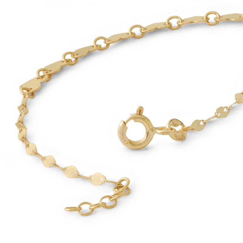 Made in Italy Child's Polished Heart Disc Link Bracelet in 10K Gold - 6"