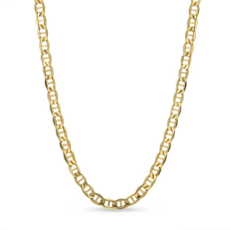 Made in Italy 080 Gauge Mariner Chain Necklace in 10K Hollow Gold - 24"