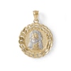 Thumbnail Image 0 of Multi-Finish Jesus Head Curb Chain Frame Medallion Necklace Charm in 10K Solid Two-Tone Gold