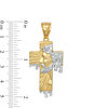 Thumbnail Image 1 of Multi-Finish Jesus Head Profile on Dripping Cross Necklace Charm in 10K Two-Tone Gold