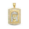Thumbnail Image 0 of Cubic Zirconia Frame Jesus Head on "Padre Nuestro" Prayer Dog Tag Necklace Charm in 10K Two-Tone Gold