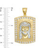 Thumbnail Image 1 of Cubic Zirconia Frame Jesus Head on "Padre Nuestro" Prayer Dog Tag Necklace Charm in 10K Two-Tone Gold