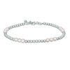 Thumbnail Image 0 of Child's 4mm Simulated Pearl Three Stone Station and Bead Strand Bracelet in Sterling Silver - 6"
