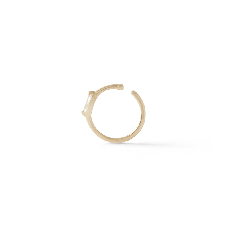 14K Solid Gold CZ Marquise Solitaire Nose Ring - 20G 5/16"